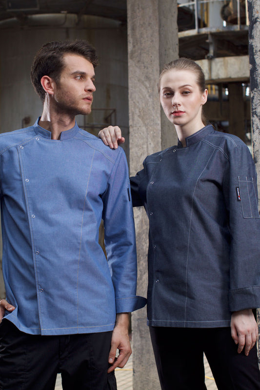 Unisex Long Sleeve Denim Chef Coat (U153C)