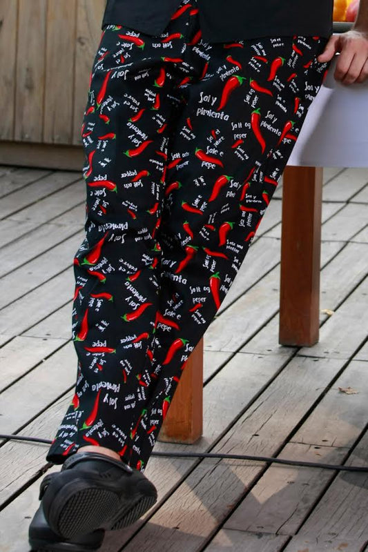 Unisex Chef Pants With Chili Print Design (U202C8600Q)