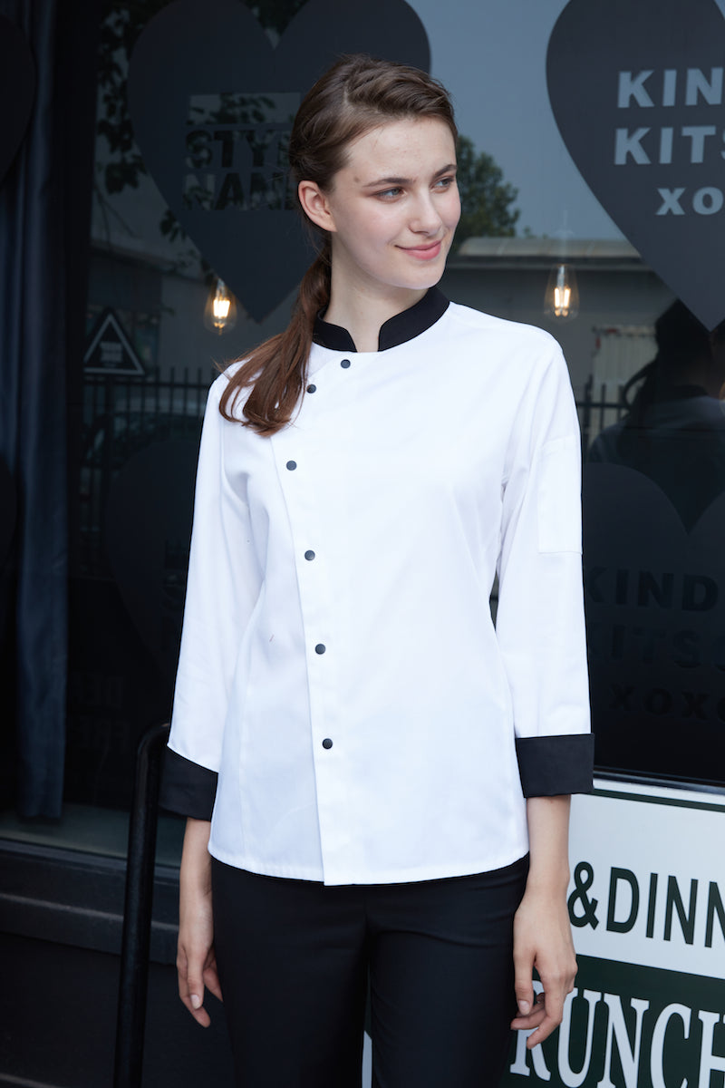 Unisex Oblique Collar Chef Jacket (MU103C)