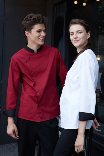 Unisex Oblique Collar Chef Jacket (MU103C)