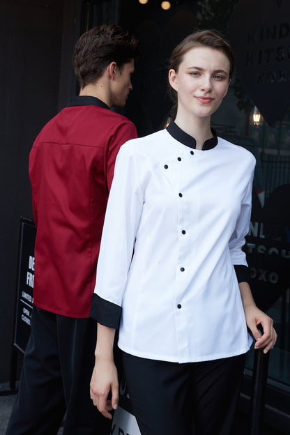 Unisex Oblique Collar Chef Jacket (MU103C)