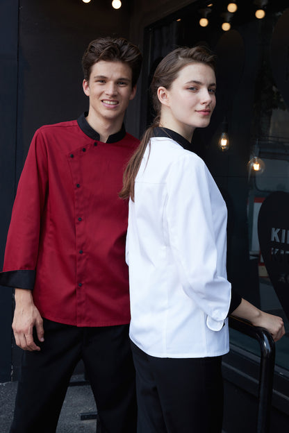 Unisex Oblique Collar Chef Jacket (MU103C)