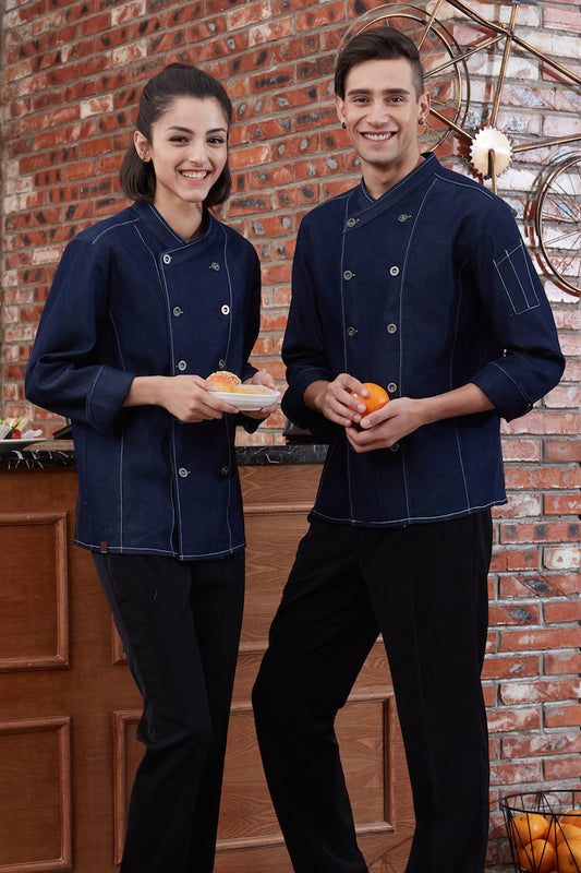 Unisex Stylish Denim Chef Coat (MU102D/MU102C)