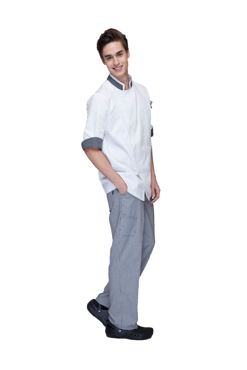 Unisex Chef Jacket With Grey Collar & Cuffs (U120Z)