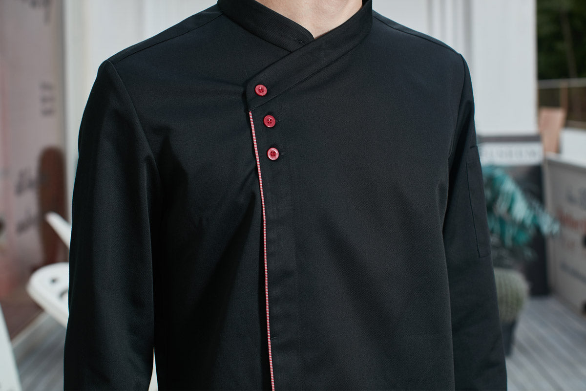 Unisex Long Sleeve Chef Coat With Red Trim (MU148C)