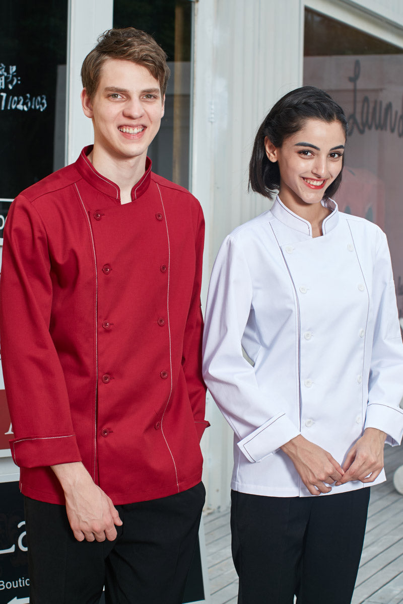 Unisex Long Sleeve Chef Coat with Colour Trim (MU136C)