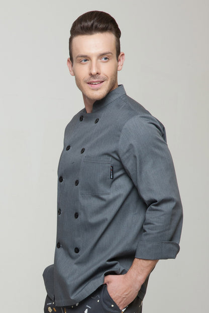 Men's Traditional Grey Chef Coat (M104C)