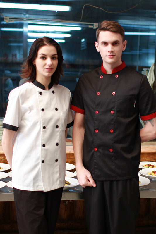 Short Sleeved Chef Jacket With Double Breast Button (U136D)