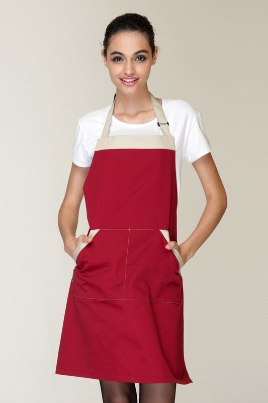 Unisex Coloured Bib Apron With Pockets (U319S)