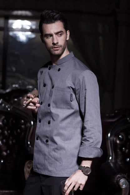 Men's Traditional Grey Chef Coat (M104C)