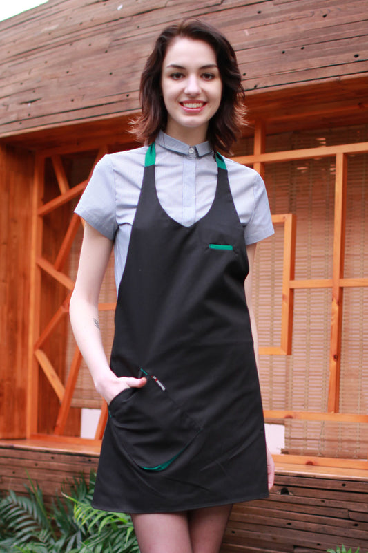 Unisex V Neck Coloured Strap Apron (U337S)