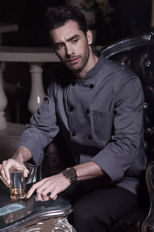 Men's Traditional Grey Chef Coat (M104C)