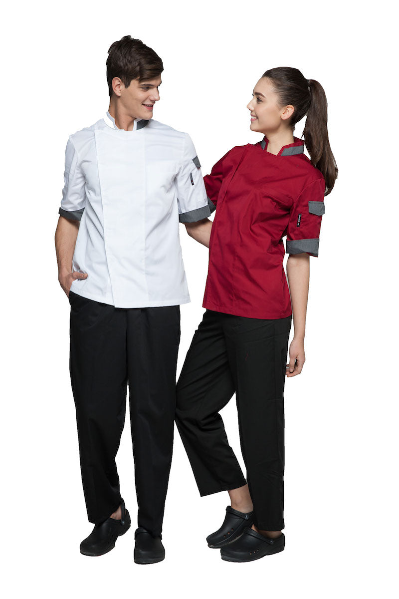 Unisex Chef Jacket With Grey Collar & Cuffs (U120Z)