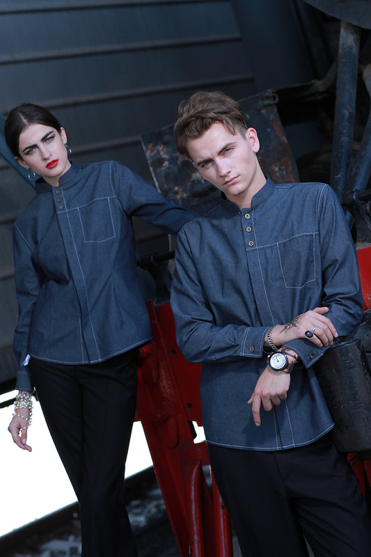 Stylish Ash Blue Denim Shirts (M194C/W194C)