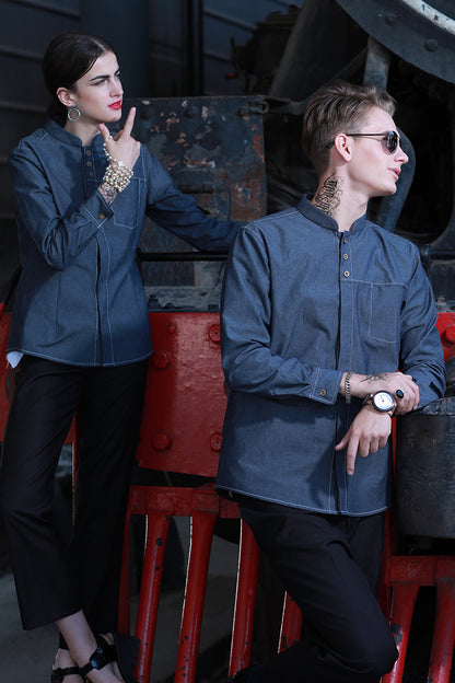 Stylish Ash Blue Denim Shirts (M194C/W194C)