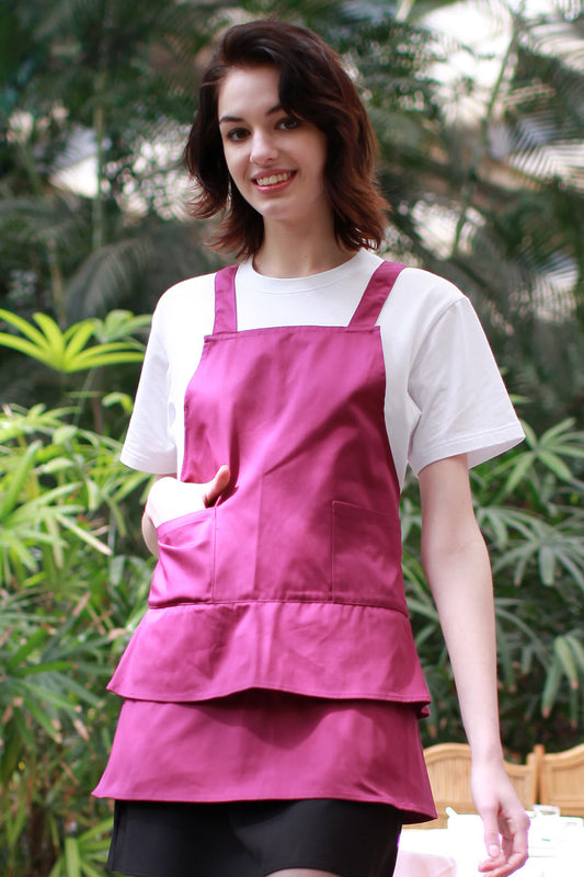 Ladies' Frilled Apron with Pockets (W327S)