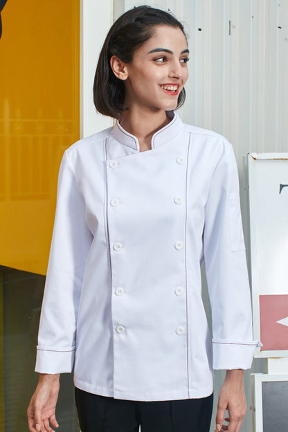 Unisex Long Sleeve Chef Coat with Colour Trim (MU136C)